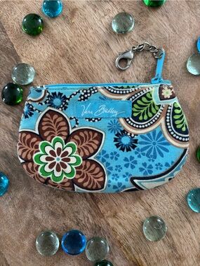 Vera Bradley Retired Bali Blue Zip Coin Pouch with ID Window